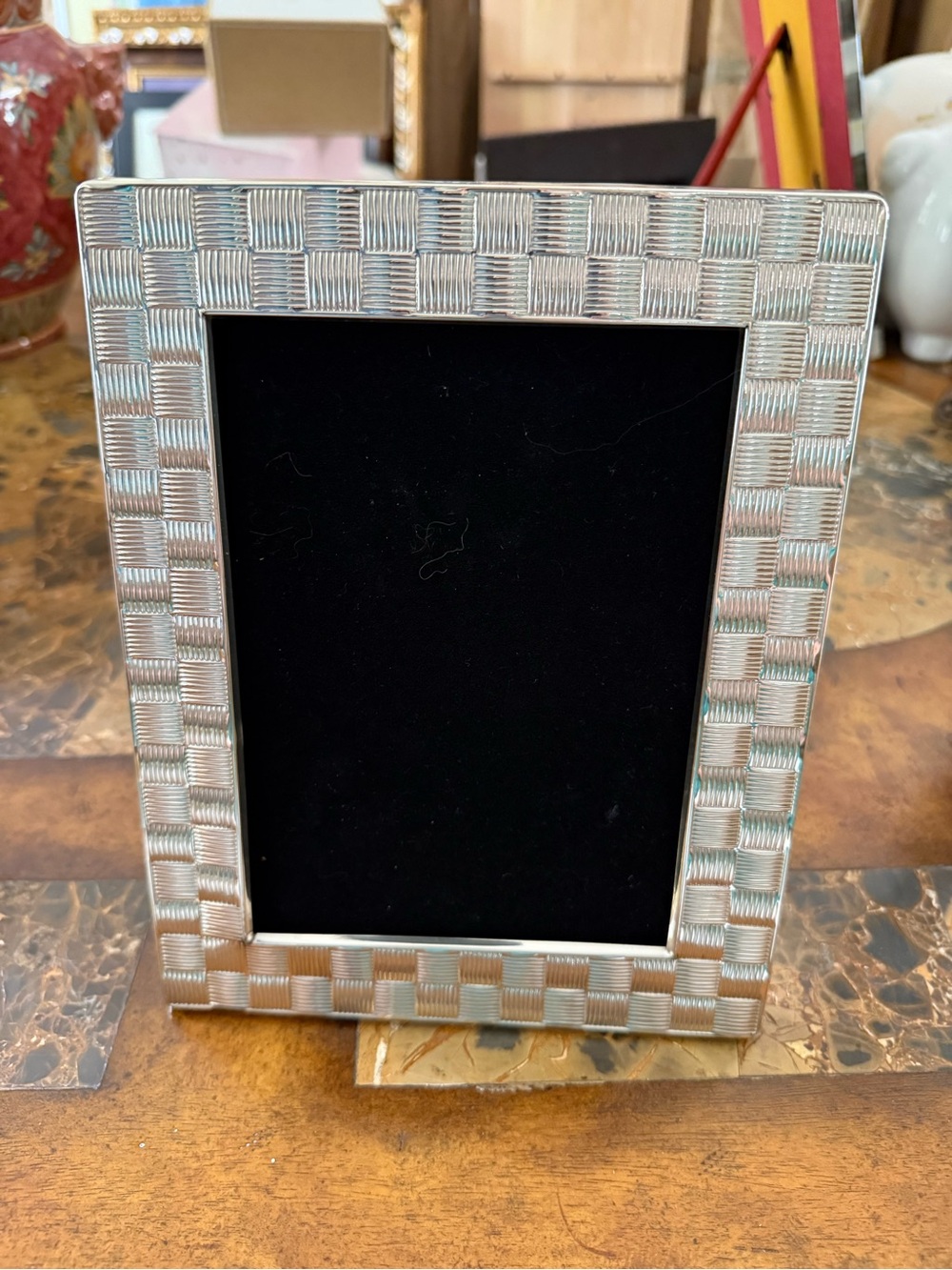 Christofle Silver-Tone Checkerboard Photo Frame